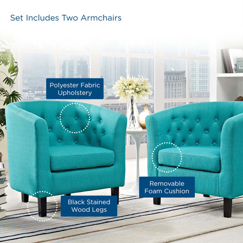 Prospect 2 Piece Upholstered Fabric Armchair Set Pure Water EEI-3150-PUR-SET