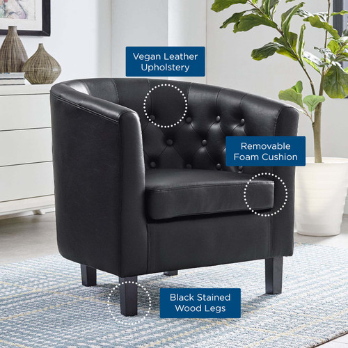 Prospect Upholstered Vinyl Armchair Black EEI-813-BLK