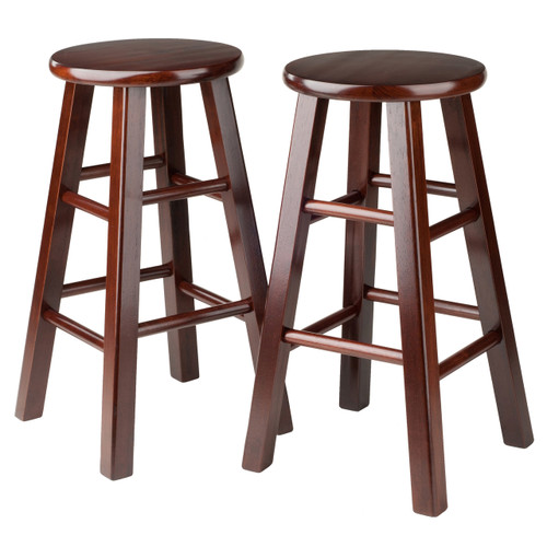 Pacey 2-Pc 24" Bar Stool Set Antique Walnut