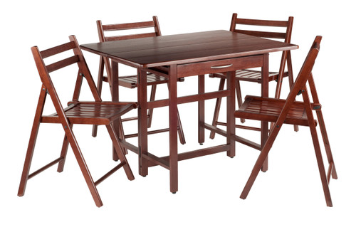 Taylor 5-Pc Set Drop Leaf Table w/ 4 Folding Chairs