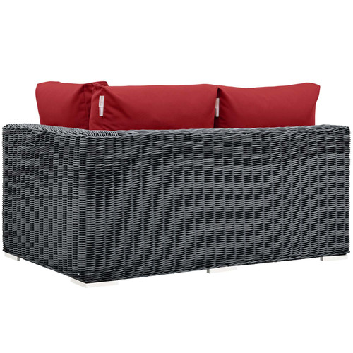 Summon Outdoor Patio Sunbrella Right Arm Loveseat Canvas Red EEI-1871-GRY-RED