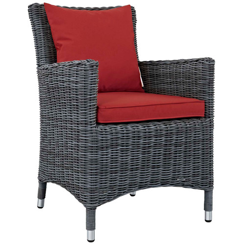 Summon Dining Outdoor Patio Sunbrella Armchair Canvas Red EEI-1935-GRY-RED