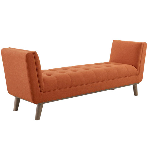 Haven Tufted Button Upholstered Fabric Accent Bench Orange EEI-3002-ORA