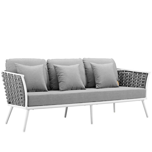 Stance Outdoor Patio Aluminum Sofa White Gray EEI-3020-WHI-GRY