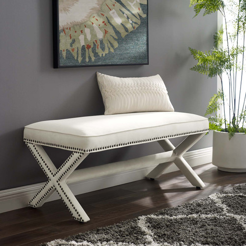 Rivet Performance Velvet Bench Ivory EEI-3067-IVO