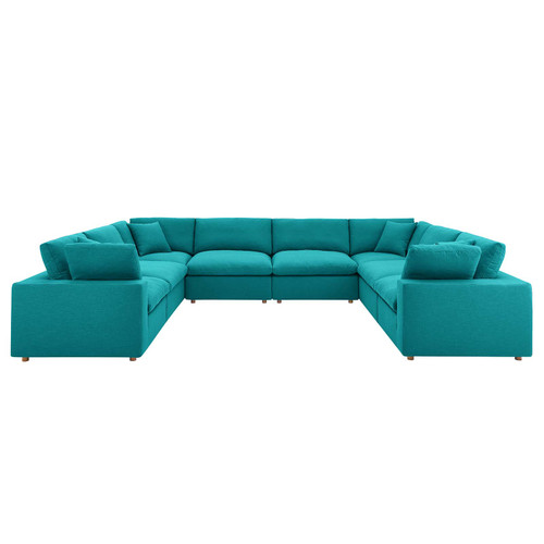 Commix Down Filled Overstuffed 8 Piece Sectional Sofa Set Teal EEI-3363-TEA