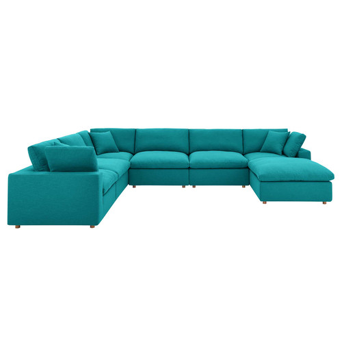 Commix Down Filled Overstuffed 7 Piece Sectional Sofa Set Teal EEI-3364-TEA
