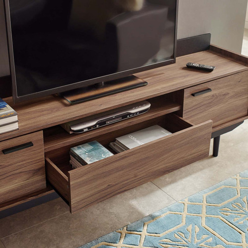 Visionary 71" TV Stand Walnut Black EEI-3435-WAL-BLK