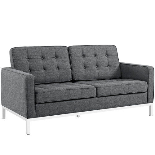 Loft Upholstered Fabric Loveseat Gray EEI-2051-DOR