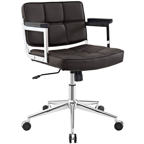 Portray Mid Back Upholstered Vinyl Office Chair Brown EEI-2686-BRN