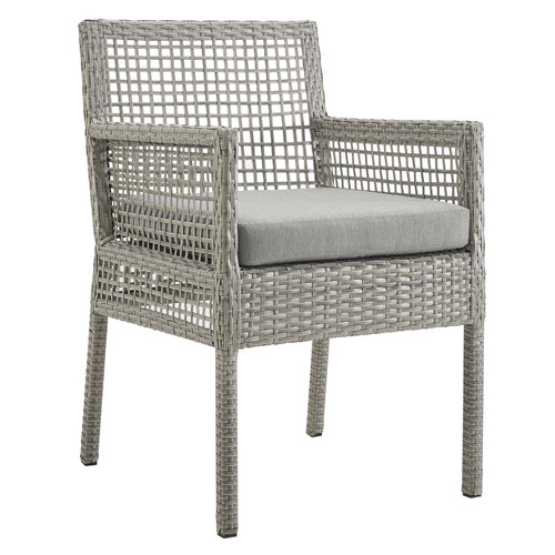 Aura Outdoor Patio Wicker Rattan Dining Armchair Gray Gray EEI-2920-GRY-GRY