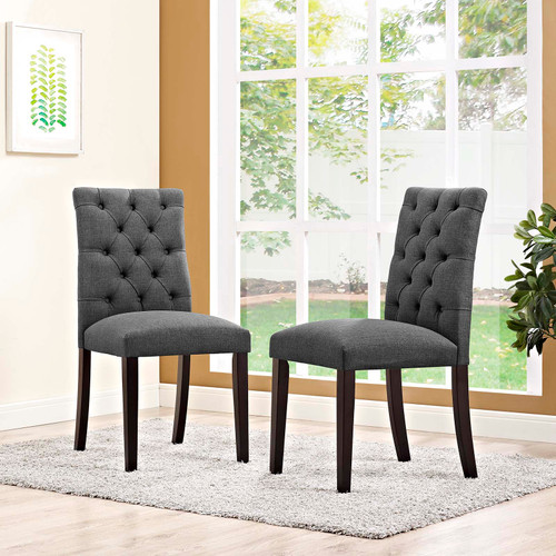 Duchess Dining Chair Fabric Set of 2 Gray EEI-3474-GRY