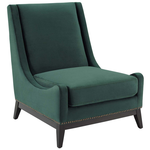 Confident Accent Upholstered Performance Velvet Lounge Chair Green EEI-3488-GRN