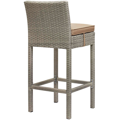 Conduit Bar Stool Outdoor Patio Wicker Rattan Set of 2 Light Gray Mocha EEI-3604-LGR-MOC