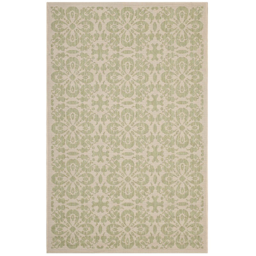 Ariana Vintage Floral Trellis 5x8 Indoor and Outdoor Area Rug Light Green and Beige R-1142B-58