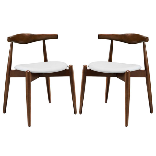 Stalwart Dining Side Chairs Set of 2 Dark Walnut White EEI-1377-DWL-WHI