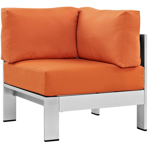 Shore Outdoor Patio Aluminum Corner Sofa Silver Orange EEI-2264-SLV-ORA