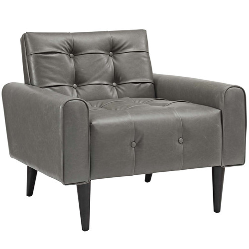 Delve Upholstered Vinyl Accent Chair Gray EEI-2327-GRY