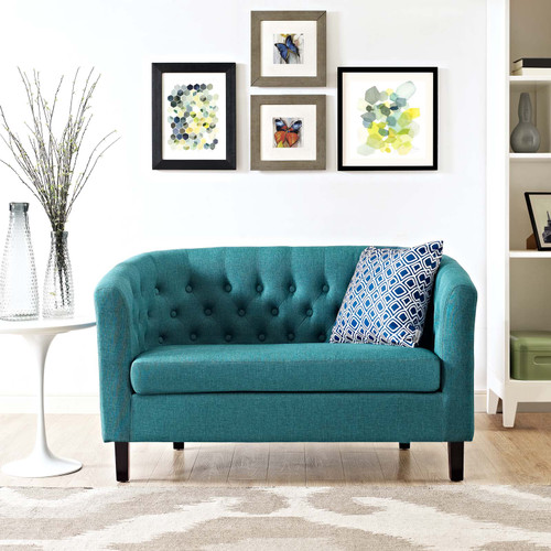 Prospect Upholstered Fabric Loveseat Teal EEI-2614-TEA