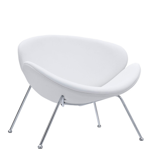 Nutshell Upholstered Vinyl Lounge Chair White EEI-809-WHI