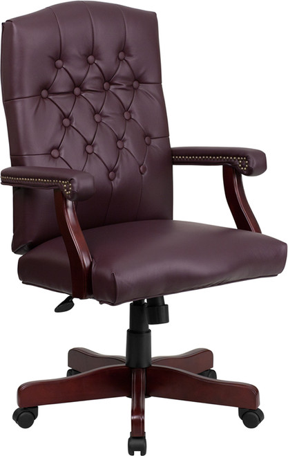 Traditional Office Chair with Brass Nail Accented Scroll Arms