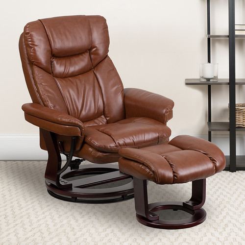 Contemporary Style Recliner and Ottoman Set