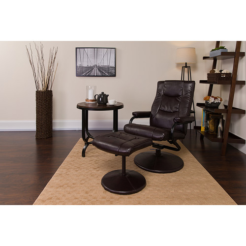 Contemporary Swivel Recliner and Ottoman Set