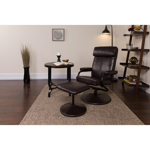 Contemporary Swivel Recliner and Ottoman Set