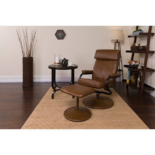 Contemporary Swivel Recliner and Ottoman Set