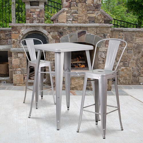 Modern Bar Height Table and Chair Set for Indoor or Outdoor Use