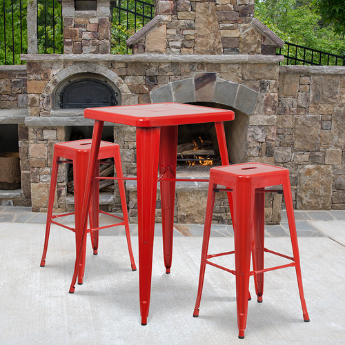 Contemporary Style Bar Table and Stack Stool Set