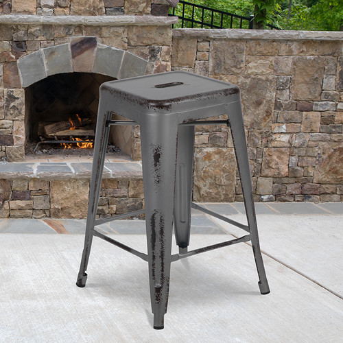 Industrial Dining Counter Stool for Indoor or Outdoor Use