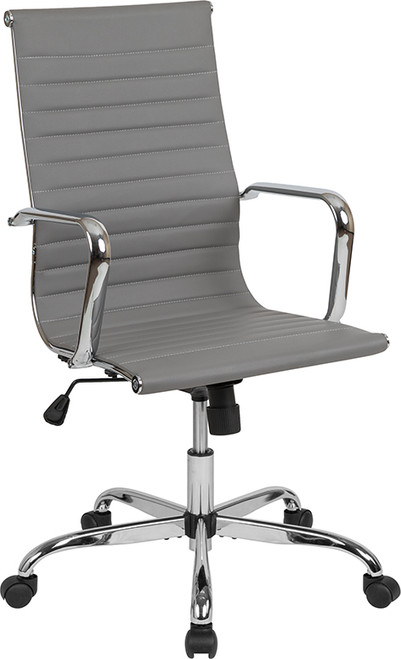 Gray Leather Office Chair H-966L-1-LGY-GG