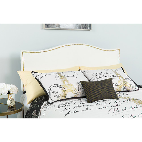 Transitional Style Panel Headboard with Arched Top