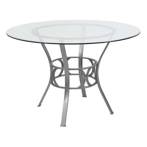 Contemporary Round Glass Dining Table for 5