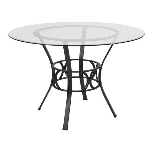Contemporary Round Glass Dining Table for 5