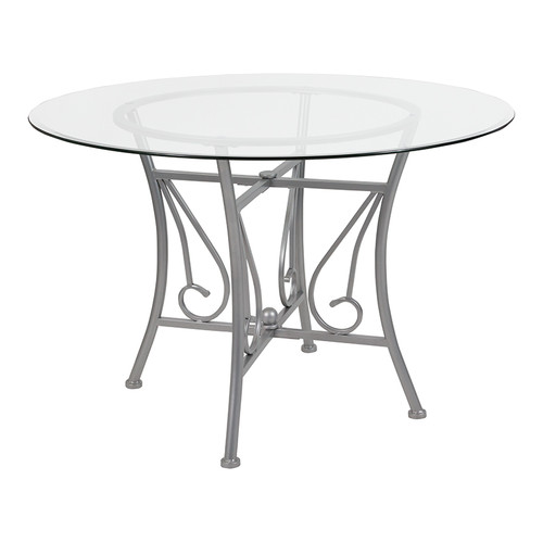 Contemporary Round Glass Dining Table for 5