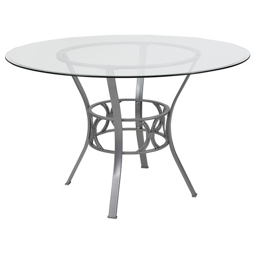 Contemporary Round Glass Dining Table for 6