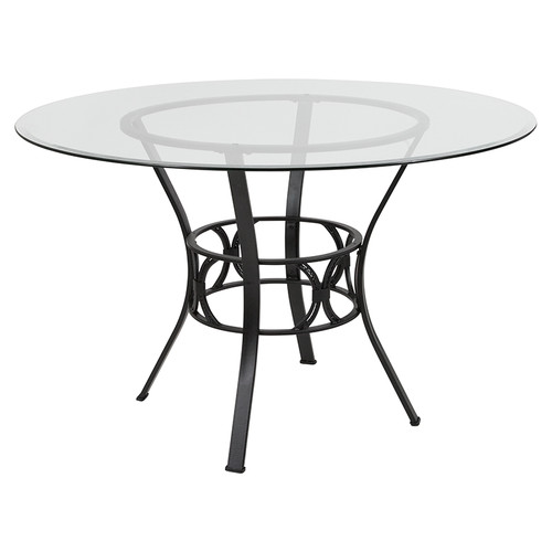 Contemporary Round Glass Dining Table for 6