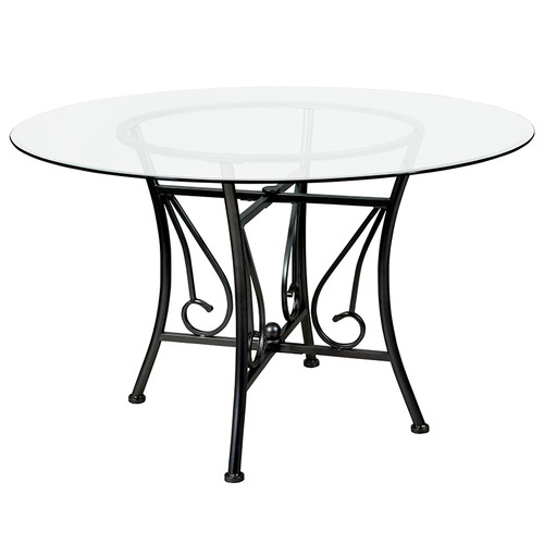 Contemporary Round Glass Dining Table for 6