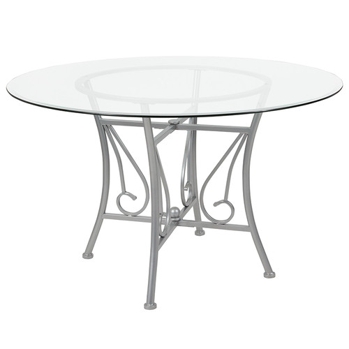 Contemporary Round Glass Dining Table for 6