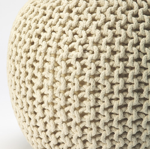 Butler Pincushion Cream Woven Pouffe