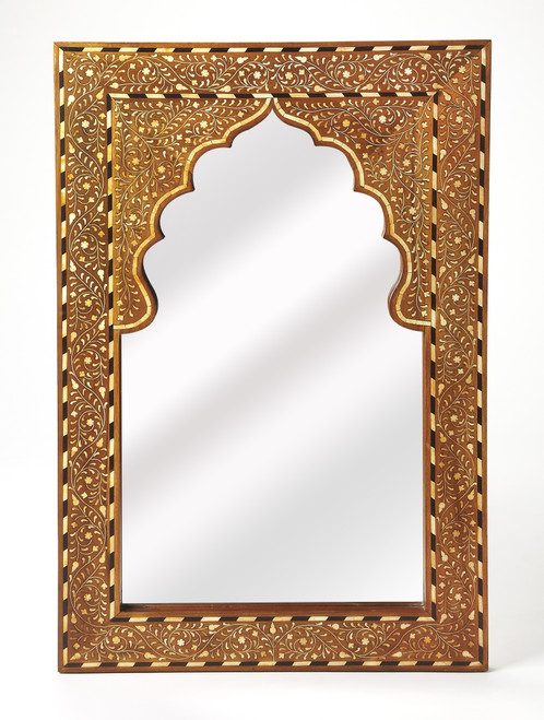 Butler Chevrier Wood & Bone Inlay Wall Mirror