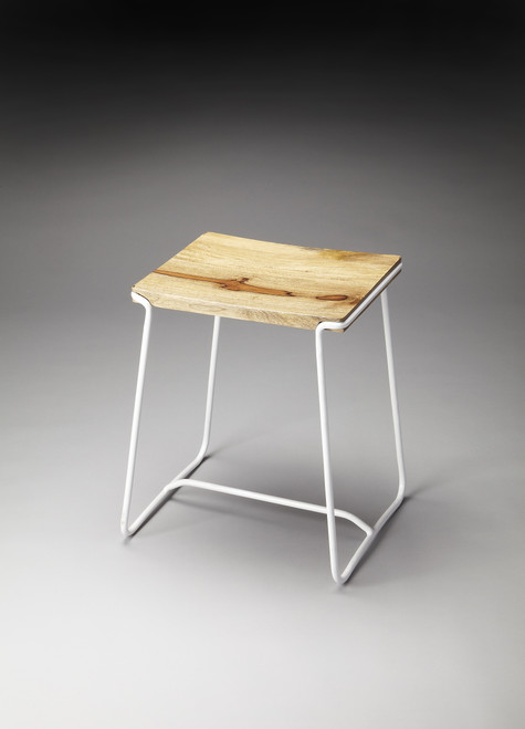 Butler Parrish Wood & White Metal Counter Stool