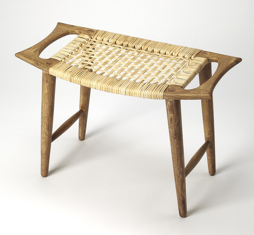 Butler Tristan Natural Wood & Rattan Stool