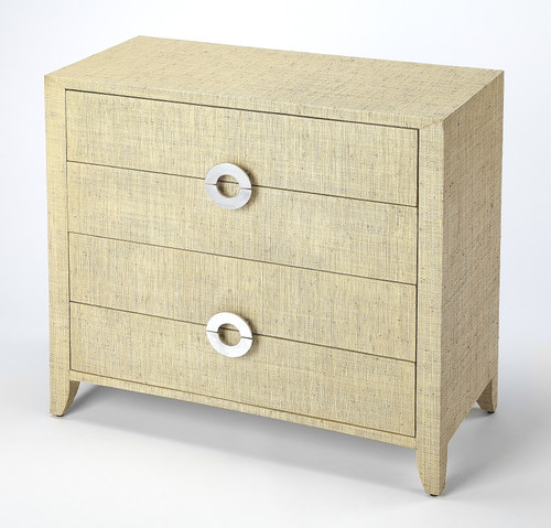 Butler Amelle Cream Raffia 4 Drawer Accent Chest