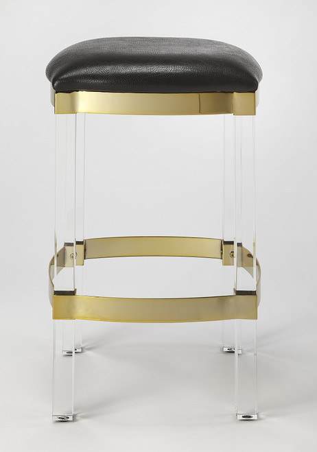 Butler Jordan Acrylic & Black Leather Counter Stool