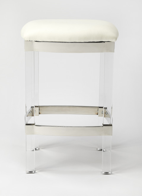 Butler Jordan Acrylic & White Leather Counter Stool