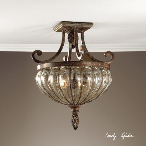 Uttermost Galeana 2 Light Glass Semi Flushmount