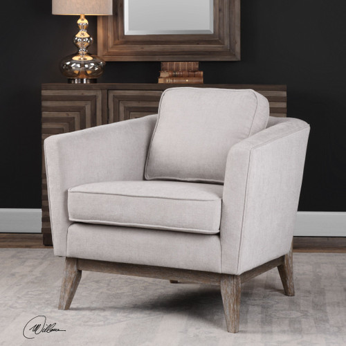 Uttermost Varner Beige Linen Accent Chair